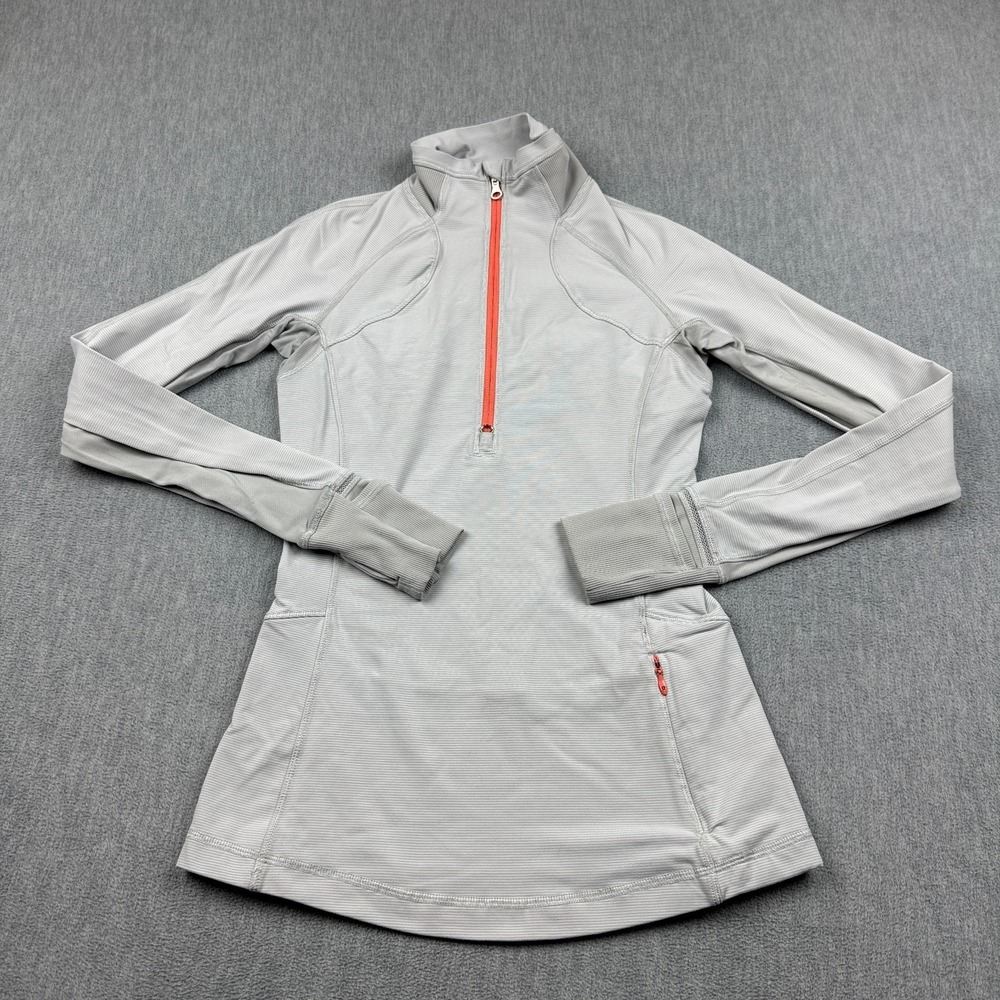 Lululemon Shirt Top Womens 2 Gray‎ Race With Grace 1/2 Zip II Training Yoga Gym